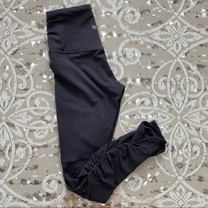 LULULEMON Black Ruched Hem Criss Cross Waist Align 7/8 Tight 4
